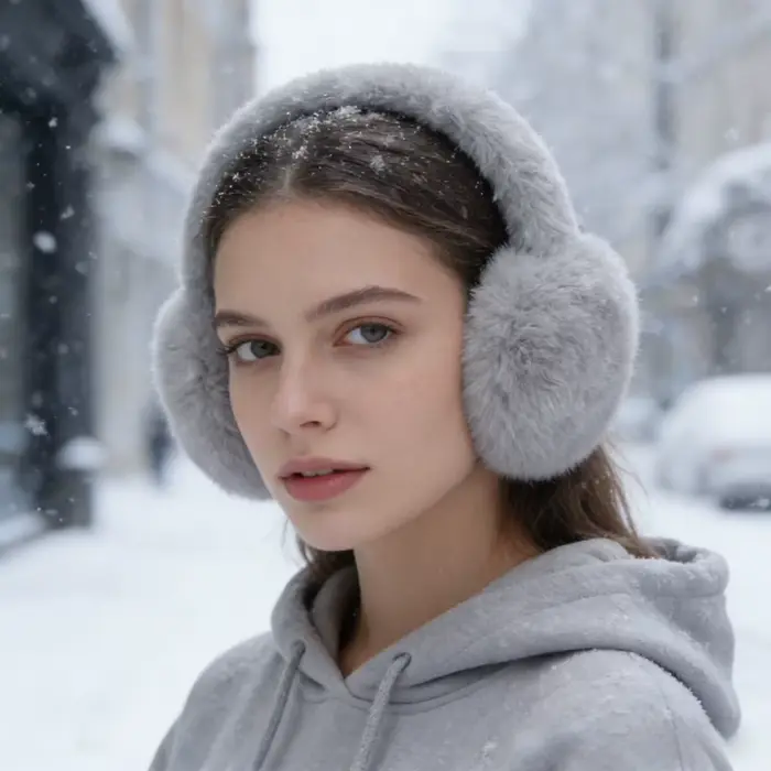 Cache-oreilles en fausse fourrure de lapin pour femmes