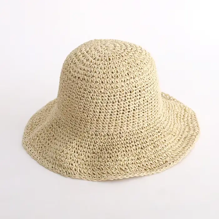 Chapeau de paille d'été pour femmes, Simple, tissé à la main, rétro, Crochet, chapeau de pêche, gran