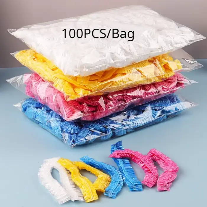 Bonnets de douche jetables pour cheveux transparents et imperméables, accessoires de sauna, produits de salle de bains pour la maison et bains chauds, idéaux pour bains, saunas et piscines