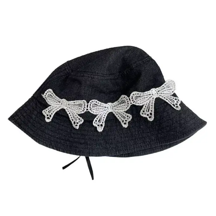 Chapeau pêcheur en dentelle avec nœud papillon 39BB, chapeau résistant soleil, chapeau à pression ru