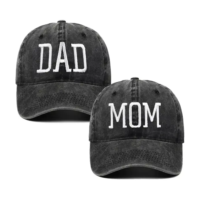 Chapeau brodé pour couples casquette de baseball en coton personnalisable pour pères et mères occasions spéciales voyage style unique durable