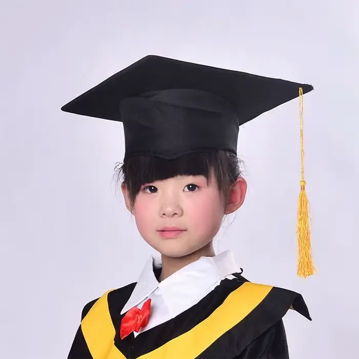 Chapeau de graduation pour enfants, toque, glands, plaque carrée décorative, unisexe, garçons, fille