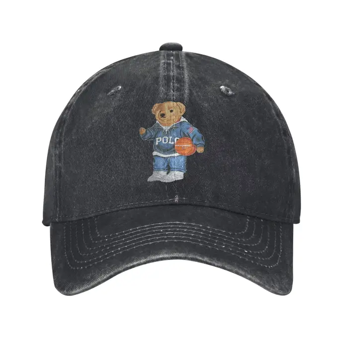 Casquette de baseball en jean personnalisée Polo Basket en coton lavé réglable Polo Bears