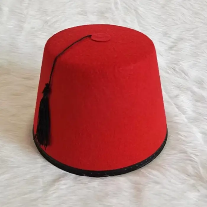 Chapeau Fez Rond en Feutre, Chapeau Marocain Respirant, Tarbouche, Chapeau Fez pour Cosplay, Chapeau