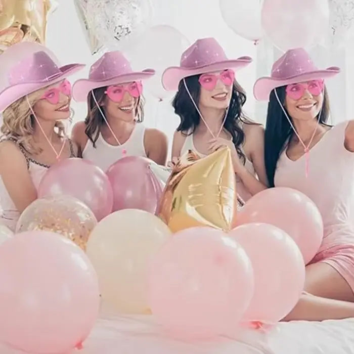 Chapeau de Cowboy rose scintillant pour fête d'enterrement de vie de jeune fille