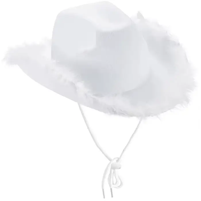 Chapeau de cowboy à bord en plumes moelleuses