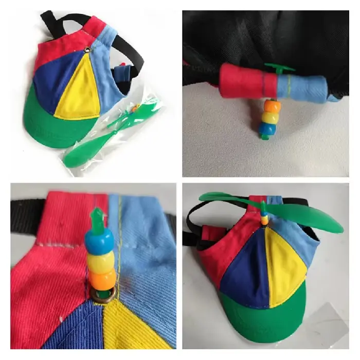 Chapeau coloré à hélices pour chiens et chats résistant aux UV et respirant pour promenades estivales et occasions spéciales