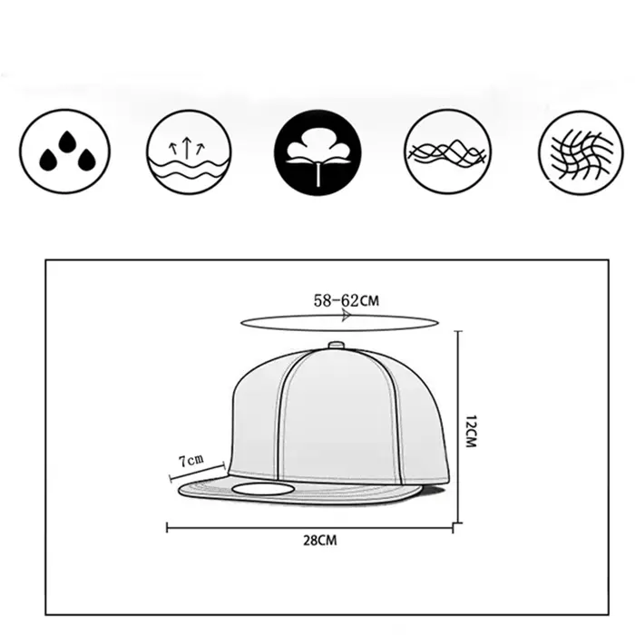 Casquette Snapback de Mode Unisexe Décontractée Casquettes Hip Hop Anticorps UV Extérieure Lettres Couleurs Multisaisons