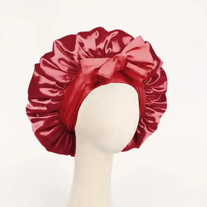 Bonnet en Satin en soie, réglable, pour dormir, avec bandeau à nouer, pour femmes et hommes