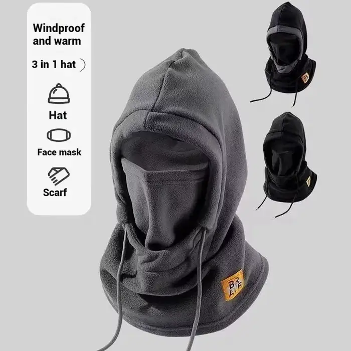 Chapeau chaud d'hiver avec masque et cache-cou 3 en 1 cagoule coupe-vent pour femmes et hommes polyvalent pour le sport et les activités hivernales
