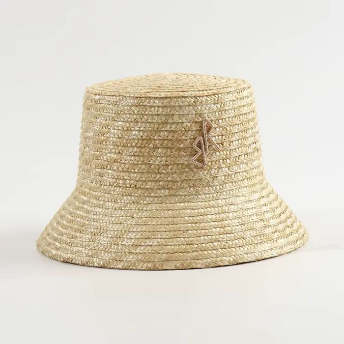 Chapeau de paille en raphia avec lettre creuse, série de créateurs de marque, pare-soleil pointu, pl