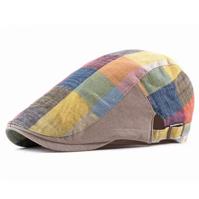 Bérets de printemps et d'été pour femmes et hommes, casquettes multicolores à carreaux à chevrons, c