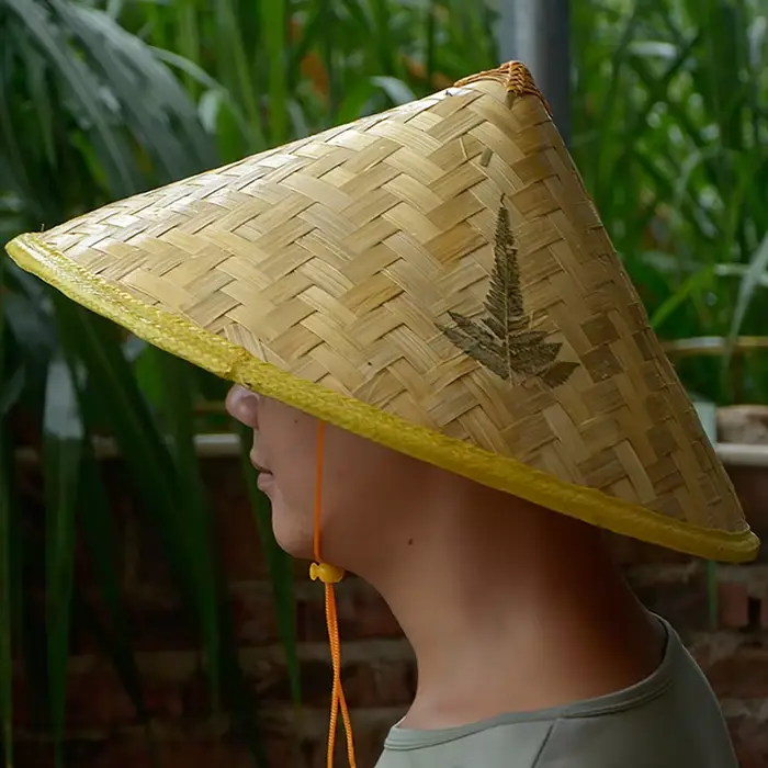 Chapeau de pêcheur chinois rétro en rotin de bambou