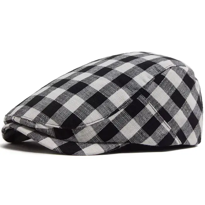 New Fashion Plaid Beret Men Women Vintage Visor Flat Cap Spring Autumn Newsboy Hat Casual Female Ber