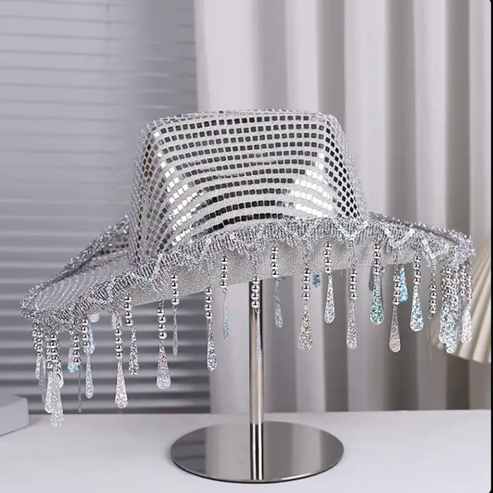 Chapeau de cowboy western vintage à paillettes brillantes
