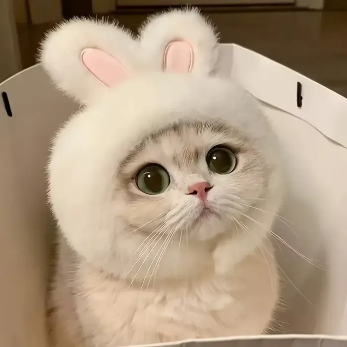 Chapeau de chat oreilles de lapin, Costume sur le thème des animaux de compagnie, ensemble de tissu 