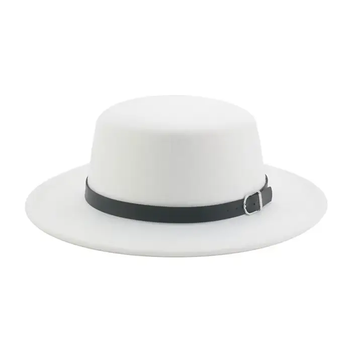 Chapeaux Fedora en feutre pour hommes, à calotte plate, avec bande décorative, classiques et simples