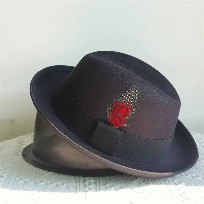 Chapeau Fedora Classique avec Décoration de Plumes pour Homme et Femme