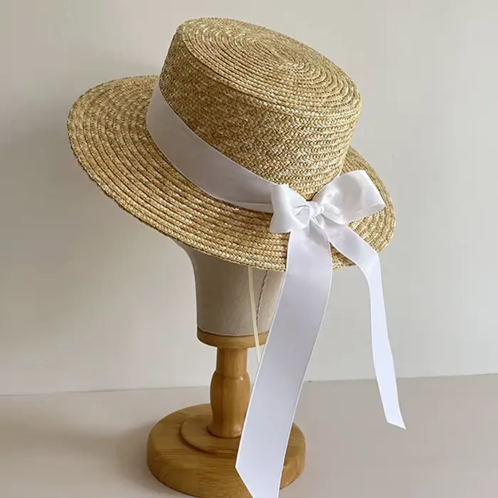 Chapeaux de soleil de style français pour femmes, chapeau d'été Bowvétérans t, chapeau de paille de 