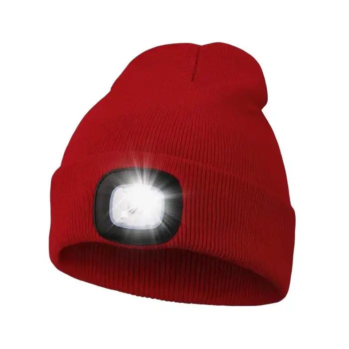 Bonnet LED avec lumière unisexe, chapeau chaud d'hiver, lampe frontale Rechargeable par USB, tricoté