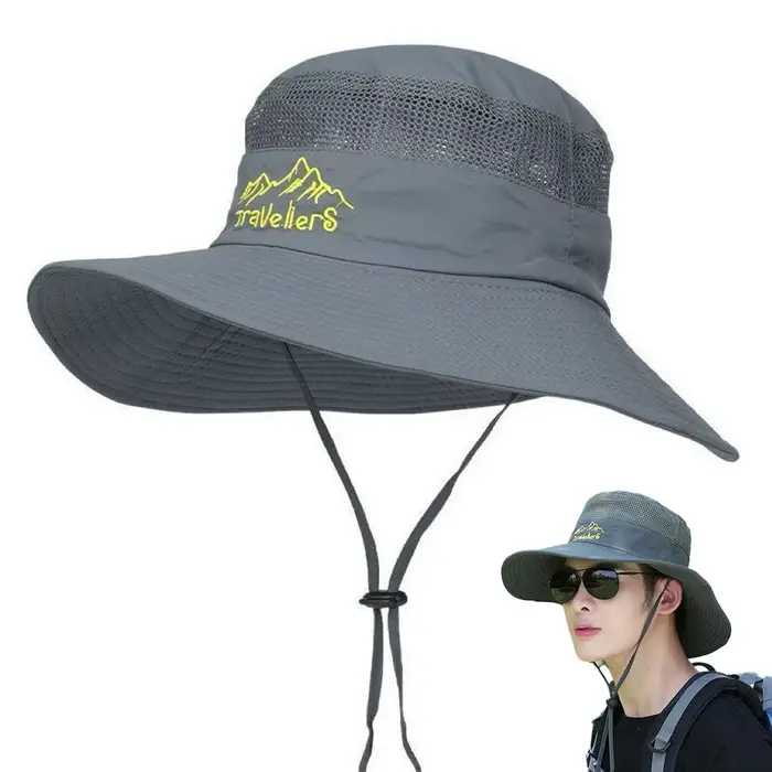 Chapeau de pêche anti-UV pour homme avec large bord, protection solaire estivale, chapeau de pêcheur