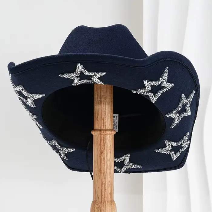 Chapeaux Western Étoile en Strass pour Femmes et Hommes 2026 – Chapeau de Cowgirl Vintage à Large Bo
