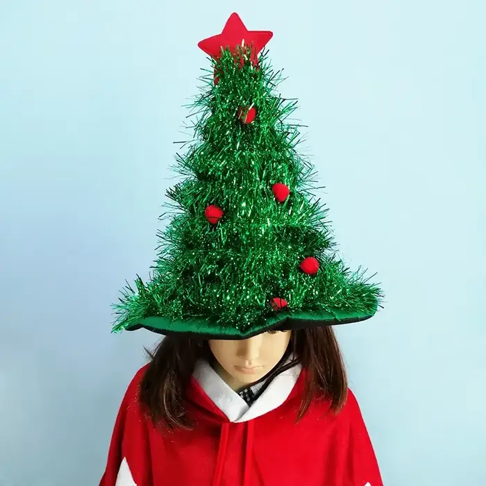 Chapeaux festifs arbre chapeau de père noël avec guirlandes LED lumières colorées étoile Costume de 