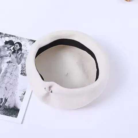 Béret en laine élégant pour femmes, chapeau de peintre Vintage britannique, 100% laine avec diamant,