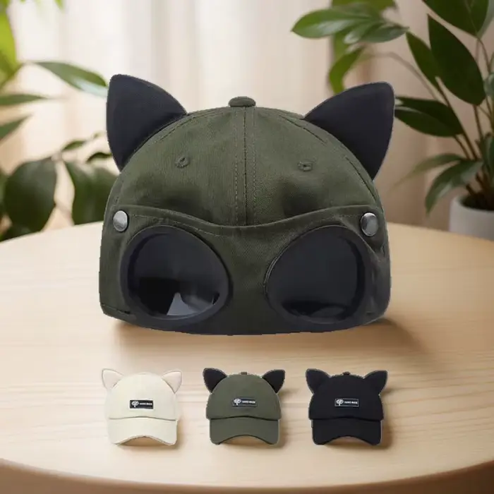 Casquette de baseball réversible style streetwear avec oreilles de chat mignonnes pour femme