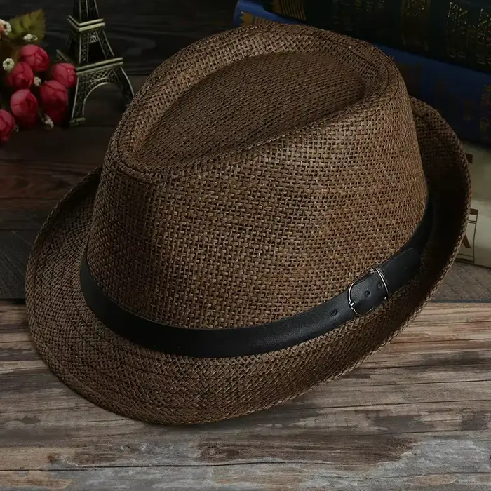 Gentleman Chapeau de soleil vacances hommes paille Cowboy été rétro Panama voyage