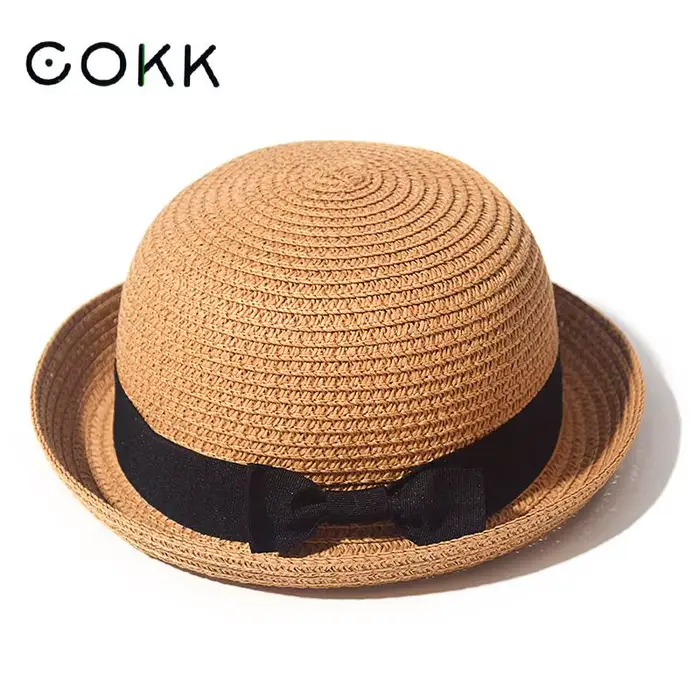 Chapeaux pour femmes été Protection solaire chapeau de paille femme haut rond bord bouclé Parent enfant étudiant parasol voyage