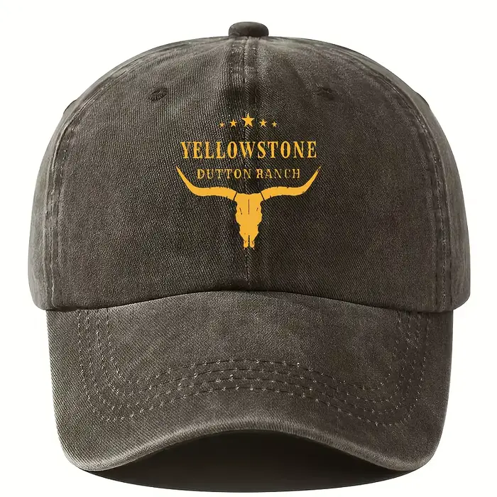 Chapeau de baseball imprimé rétro Yellowstone Dutton Ranch réglable - Noir Antique, Style décontract