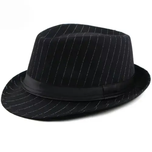 HT1516-Chapeau Fedora pour Homme, Style Britannique, Trilby Rayé, Classique, Rétro, Derby, Bowler, J