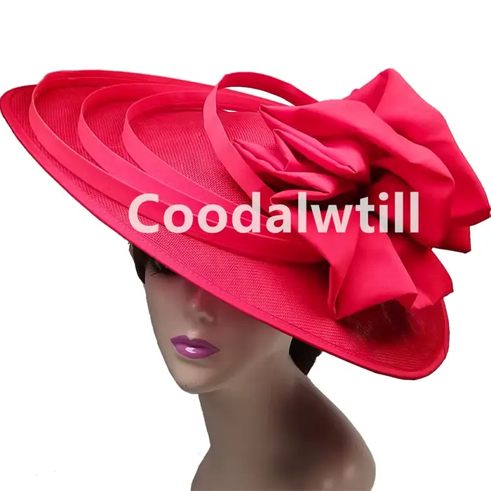 Noir grand Chapeau fascinateur femmes Royal Ascot casque fleur mode Chapeau Casquette pour église Ke