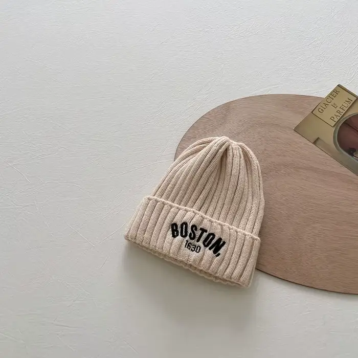 Bonnet en coton doux avec lettres brodées pour bébé, bonnet pour garçon et fille, bonnets chauds, do