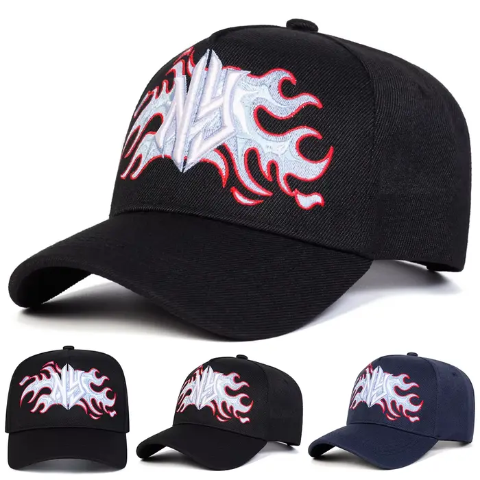Casquette de baseball unisexe NY Flame brodée polyester pour homme et femme protection solaire mode urbaine extérieure