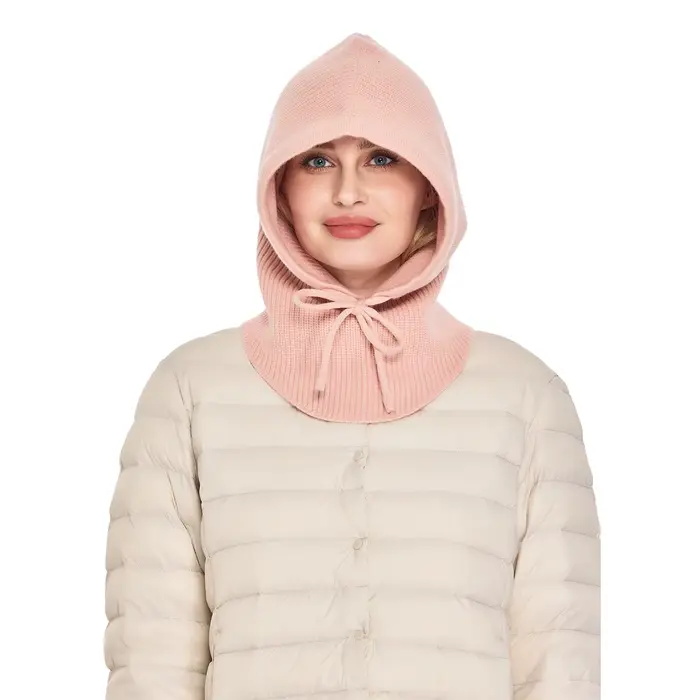 Cagoule tricotée en cachemire pour femmes, Bonnet en laine douce et chaude, écharpe à capuche, Skull