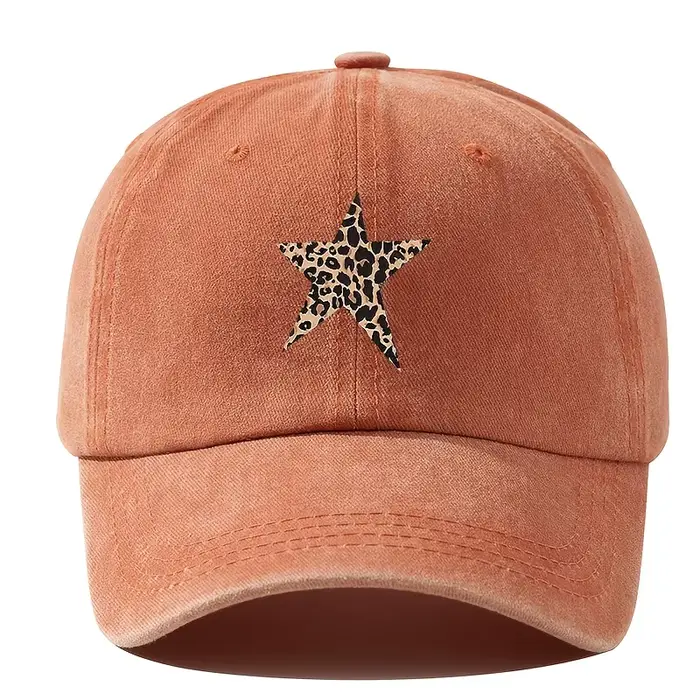 Casquette de baseball imitation rétro avec motif étoile imprimé léopard pour les loisirs, les voyage