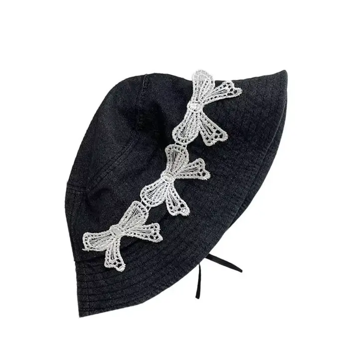 Chapeau pêcheur en dentelle avec nœud papillon 39BB