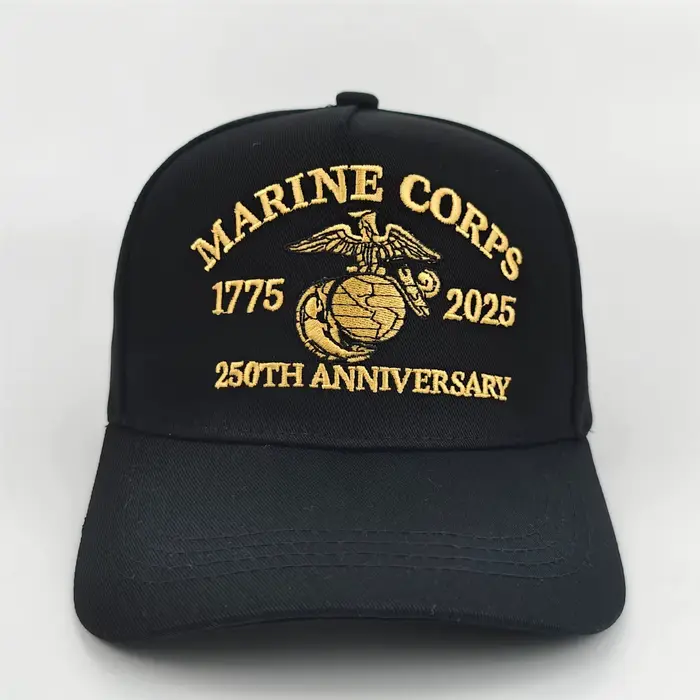 Casquette de baseball officielle du Corps des Marines des États-Unis 250e anniversaire - Tricotée avec motif de logo