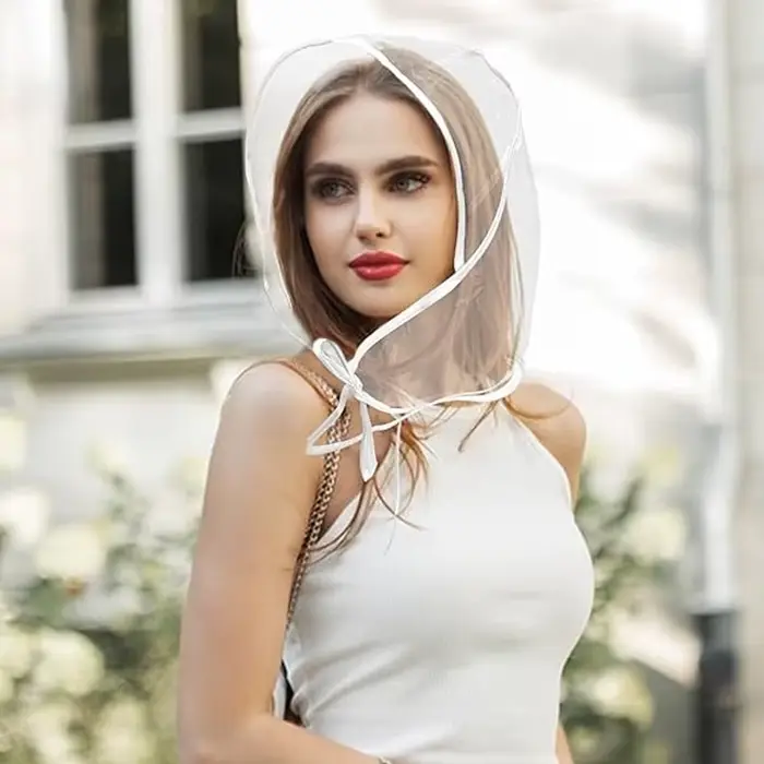 1/3/6 pièces, chapeau de pluie pour femmes avec pare-soleil écharpe imperméable transparente