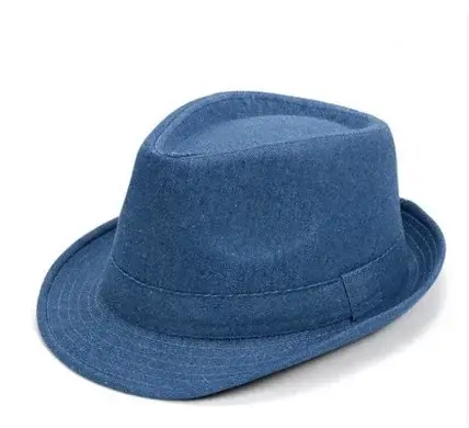 Chapeau Fedora classique en denim pour hommes, Steampunk, Gentleman formel, Wellington ens, Chapeaux