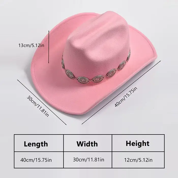 Chapeau de cowboy Bauhinia rose pour femmes, accessoire de fête, style cowgirl, élégant pour soirées et mariages